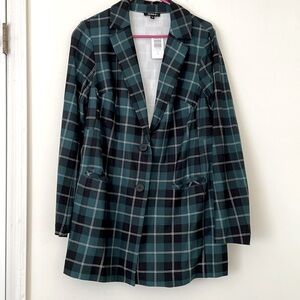 Torrid Long Line Plaid Pointe Blazer